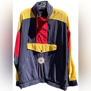 Vintage 60s Ellesse Compass Patch Hooded Sailing Yacht Boat Pullover Jacket Sz L